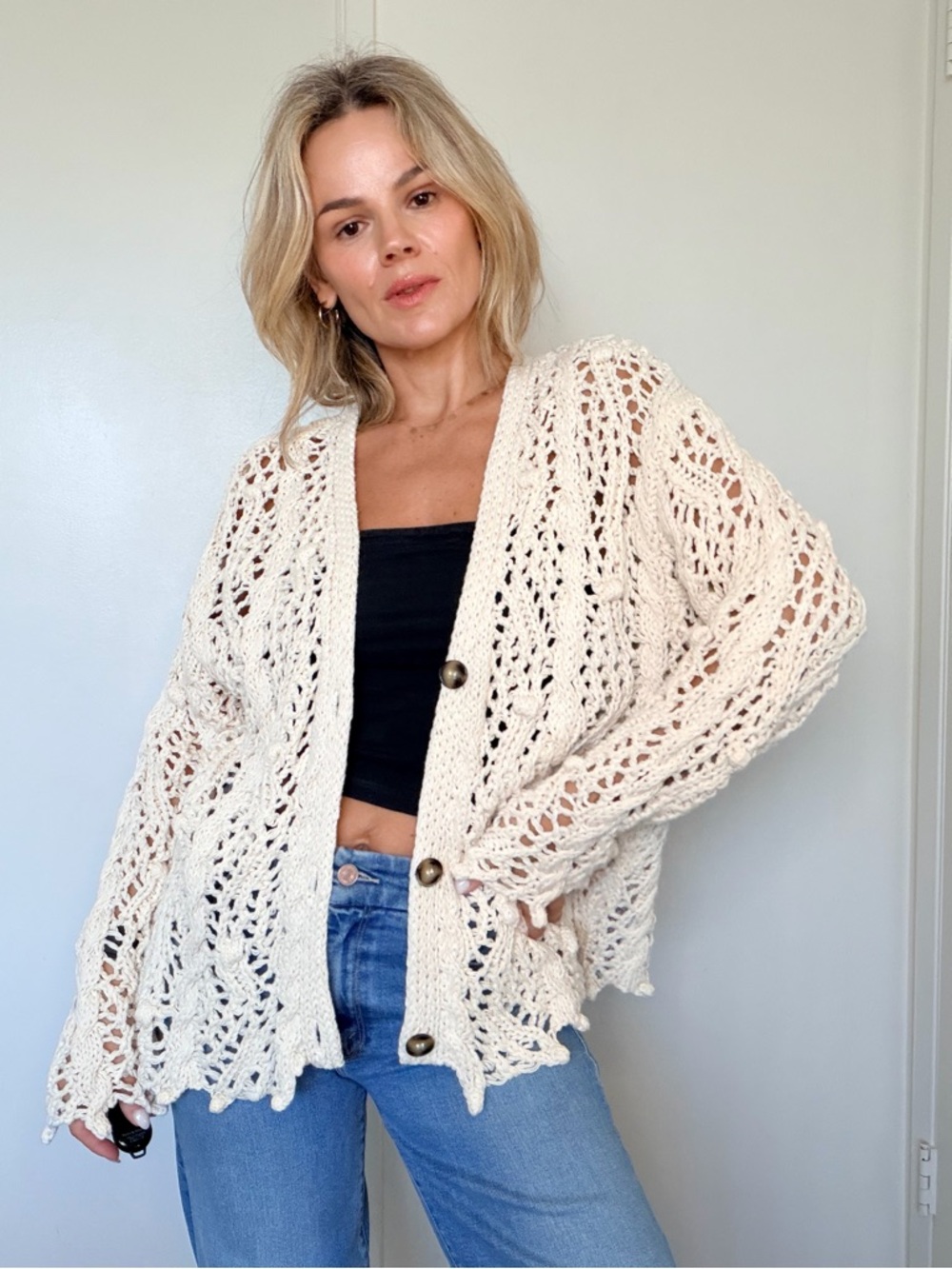 Zara Crochet Chunky Knit Cardigan - Picture 3 of 13